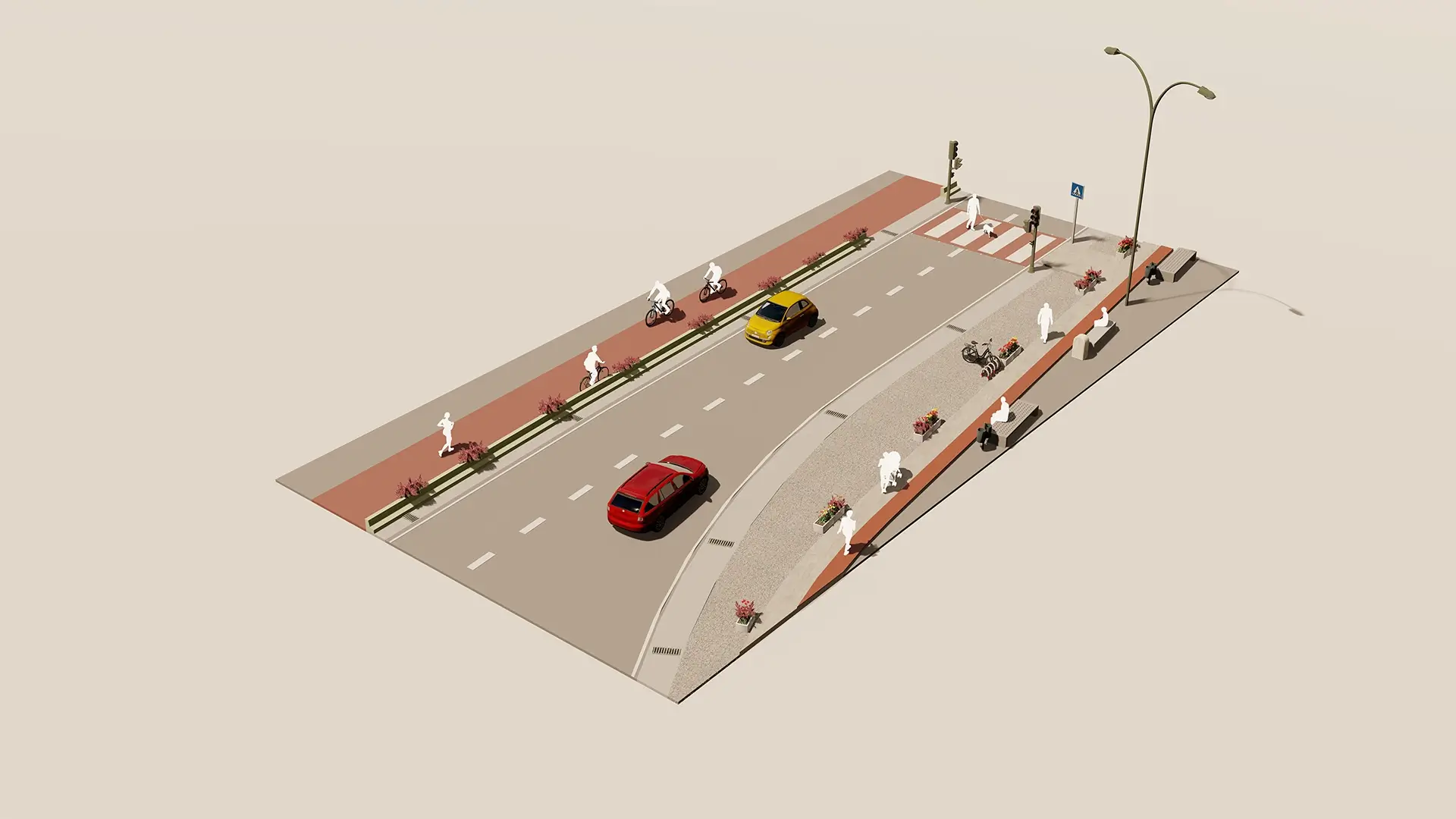 Percorso ciclopedonale su via Catone